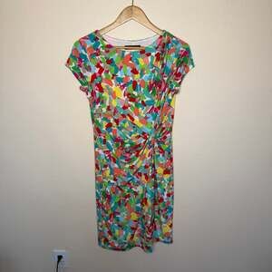 Ellen Tracy Multicolor Fitted Wrap Dress Size 6